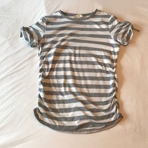 🌟MICHAEL KORS Striped ruched side short sleeve Top